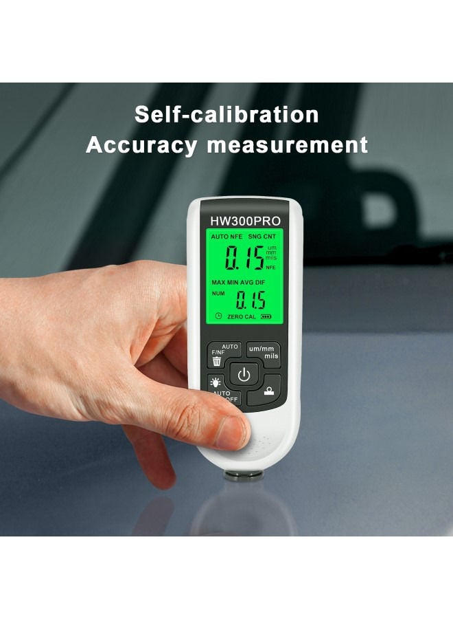 HW-300PRO Car Paint Film Automatic Thickness Gauge 0-2000UM Fe & NFe Coating Thickness Tester Manual Automotive Paint Tools - Image 3