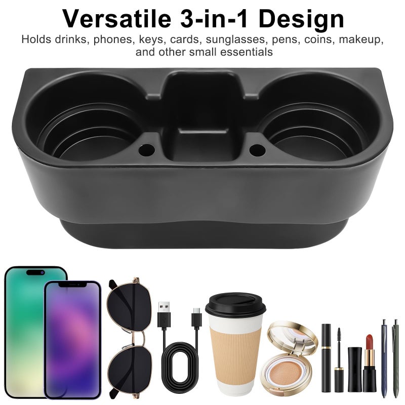EEEKit Car Cup Holder, Car Seat Seam Wedge Cup Holder, Cell Phone Storage Organizer, Multifunction Glove Box Organizer - Image 3