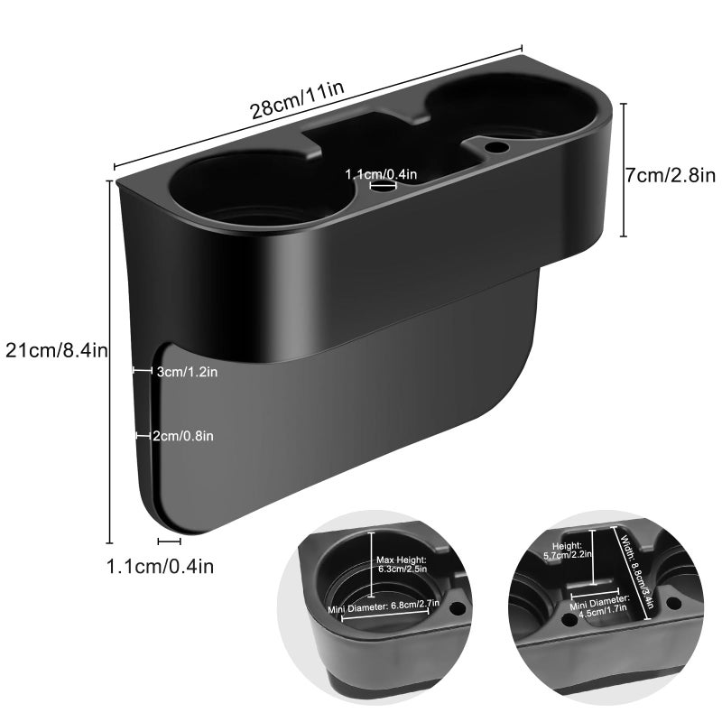 EEEKit Car Cup Holder, Car Seat Seam Wedge Cup Holder, Cell Phone Storage Organizer, Multifunction Glove Box Organizer - Image 2