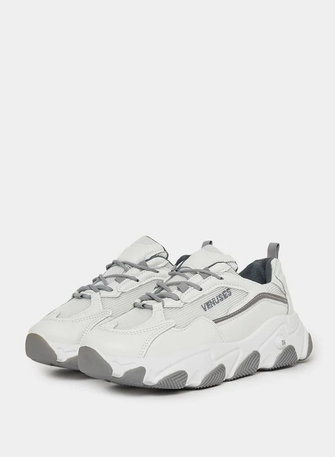 Styli Textured Lace Up Platform Sneakers