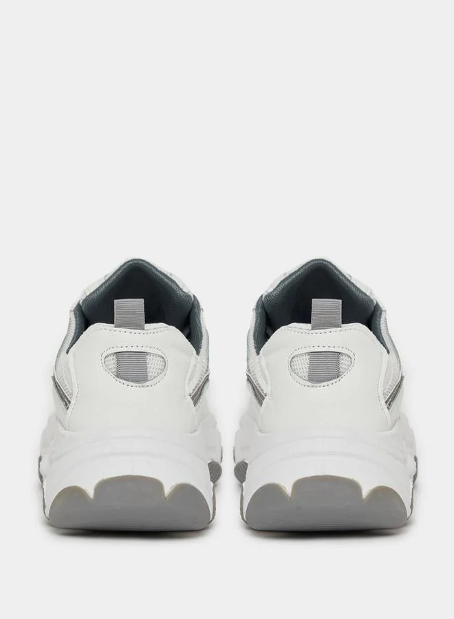 Styli Textured Lace Up Platform Sneakers