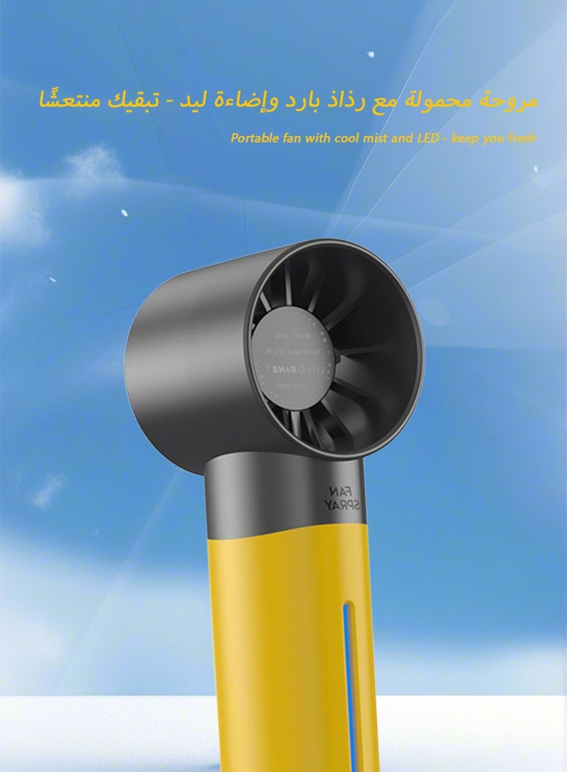 Generic Mist Portable Mini Handheld Fan – 5-Speed High Velocity Turbo Fan with 35ml Spray Tank, Rechargeable with LED Light & Water Window,Lucky Fan for Saudi 50° Summer, Fashionable Item for Personal Use  - Image 1