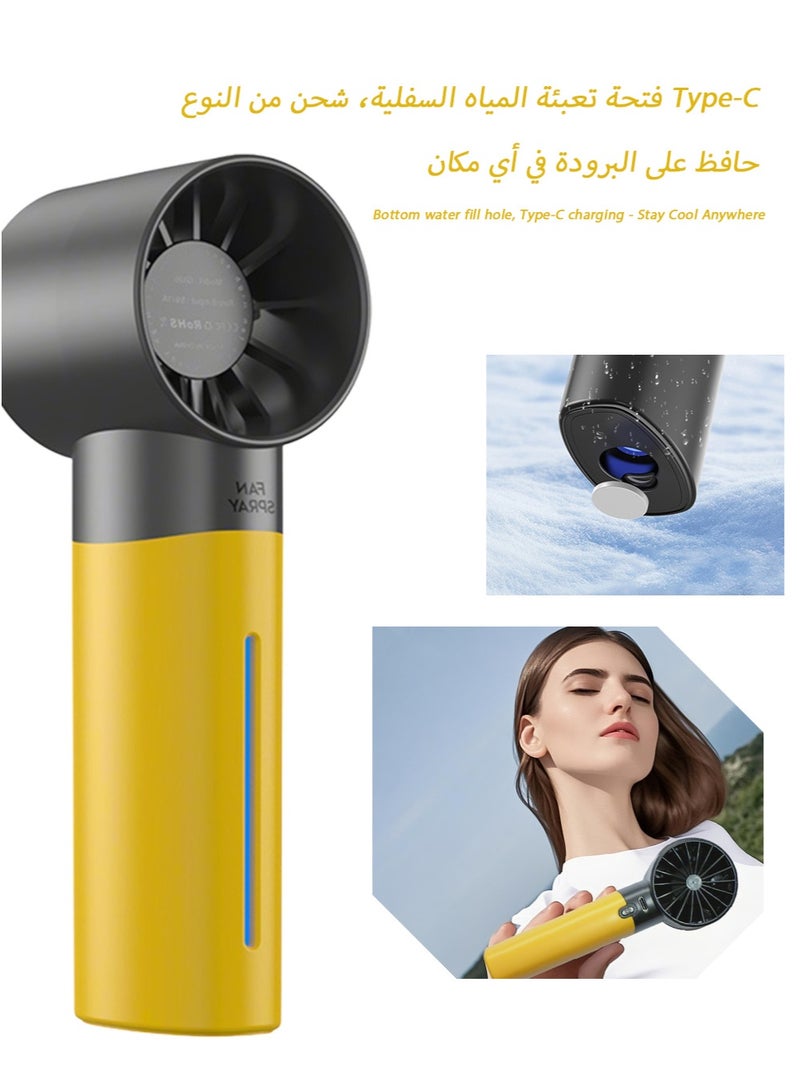 Generic Mist Portable Mini Handheld Fan – 5-Speed High Velocity Turbo Fan with 35ml Spray Tank, Rechargeable with LED Light & Water Window,Lucky Fan for Saudi 50° Summer, Fashionable Item for Personal Use  - Image 5