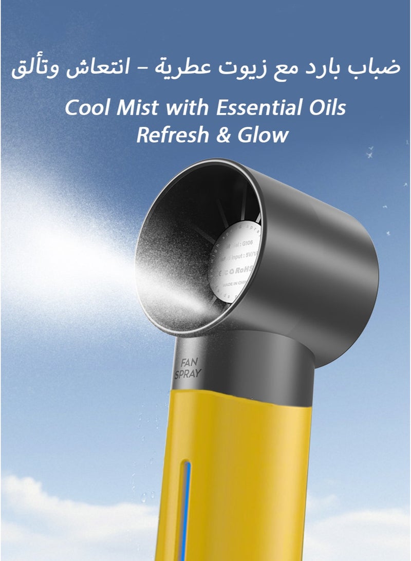 Mist Portable Mini Handheld Fan – 5-Speed High Velocity Turbo Fan with 35ml Spray Tank, Rechargeable with LED Light & Water Window,Lucky Fan for Saudi 50° Summer, Fashionable Item for Personal Use - Image 2