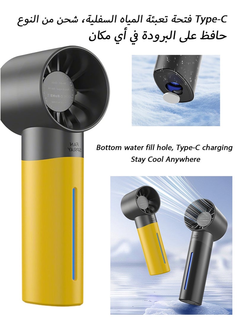 Mist Portable Mini Handheld Fan – 5-Speed High Velocity Turbo Fan with 35ml Spray Tank, Rechargeable with LED Light & Water Window,Lucky Fan for Saudi 50° Summer, Fashionable Item for Personal Use - Image 5