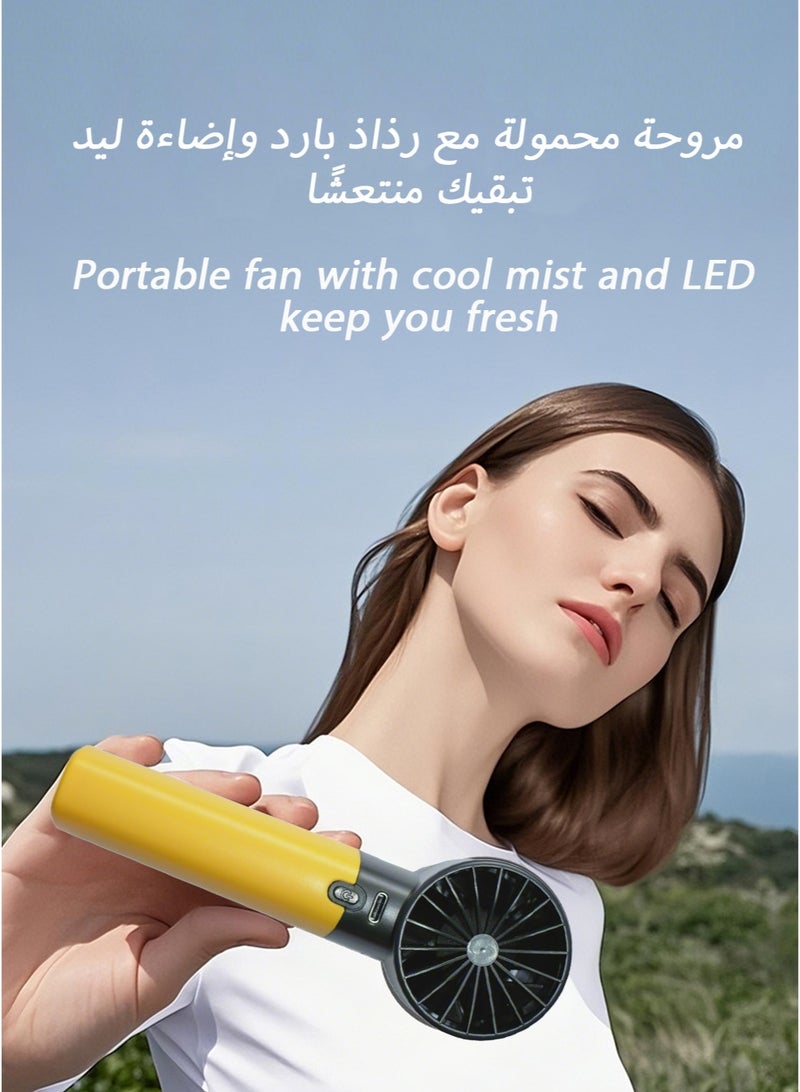 Mist Portable Mini Handheld Fan – 5-Speed High Velocity Turbo Fan with 35ml Spray Tank, Rechargeable with LED Light & Water Window,Lucky Fan for Saudi 50° Summer, Fashionable Item for Personal Use - Image 1