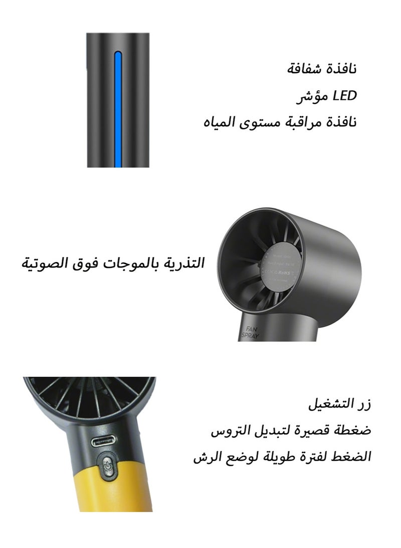 Mist Portable Mini Handheld Fan – 5-Speed High Velocity Turbo Fan with 35ml Spray Tank, Rechargeable with LED Light & Water Window,Lucky Fan for Saudi 50° Summer, Fashionable Item for Personal Use - Image 4