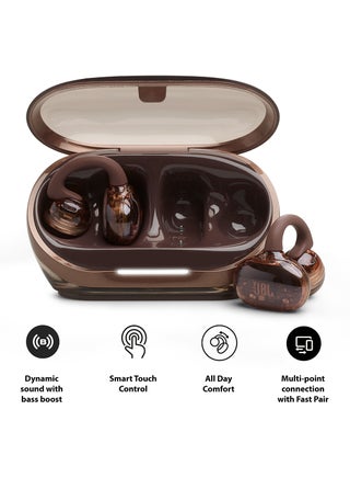 JBL Soundgear Clips True Wireless Open-Ear Headphones, SonicArc Design, Up to 32 Hours Total Playtime, 4 Beamforming Mics, IP54 Water & Dust-Resistant, JBL OpenSound Technology, Ghost Copper Ghost Copper