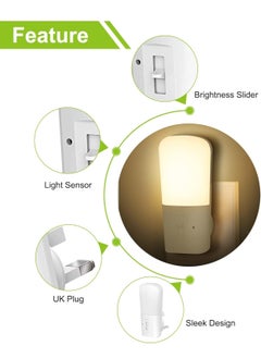 RATSAW LED Night Light Plug in Wall with Dusk to Dawn Sensor Dimmable 5-80LM Brightness Adjustable 3000K Soft Night Lamp Children's Light Good for Sleep Used in Hallways Toddler Beds Stairs  - Image 2