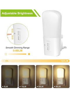 RATSAW LED Night Light Plug in Wall with Dusk to Dawn Sensor Dimmable 5-80LM Brightness Adjustable 3000K Soft Night Lamp Children's Light Good for Sleep Used in Hallways Toddler Beds Stairs  - Image 4