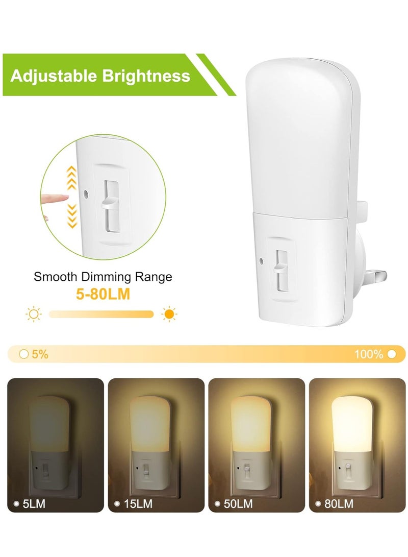 RATSAW LED Night Light Plug in Wall with Dusk to Dawn Sensor Dimmable 5-80LM Brightness Adjustable 3000K Soft Night Lamp Children's Light Good for Sleep Used in Hallways Toddler Beds Stairs - Image 4