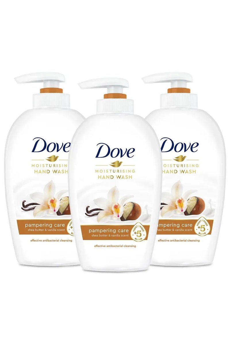 Dove Moisturising Hand Wash Pampering Care Shea Butter & Vanilla Scent 3 x 250ml - Image 1