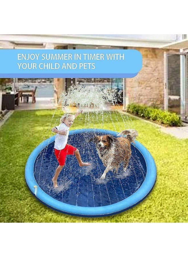 Splash Pad 66 Inches Outdoor Sprinkler Play Mat Portable Inflatable Water Toy Anti-Slip Summer Wading Pool For Dogs Pets Kids  - Image 5