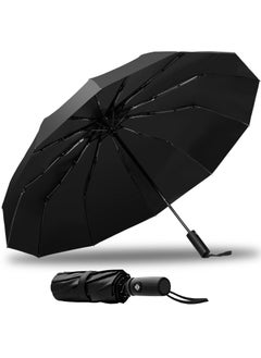 Windproof Compact Travel Umbrella, Automatic Umbrellas for Rain-Compact Folding Umbrella, Small Portable Auto Open Close Umbrellas for Men Women, Lightweight 12 Ribs, Umbrella UV Protection Sun 99%