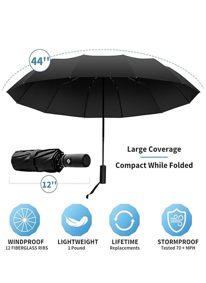 HomKawt - Windproof Compact Travel Umbrella, Automatic Umbrellas for Rain-Compact Folding Umbrella, Small Portable Auto Open Close Umbrellas for Men Women, Lightweight 12 Ribs, Umbrella UV Protection Sun 99% - Image 1