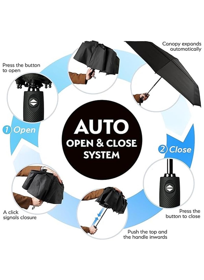 HomKawt - Windproof Compact Travel Umbrella, Automatic Umbrellas for Rain-Compact Folding Umbrella, Small Portable Auto Open Close Umbrellas for Men Women, Lightweight 12 Ribs, Umbrella UV Protection Sun 99% - Image 1