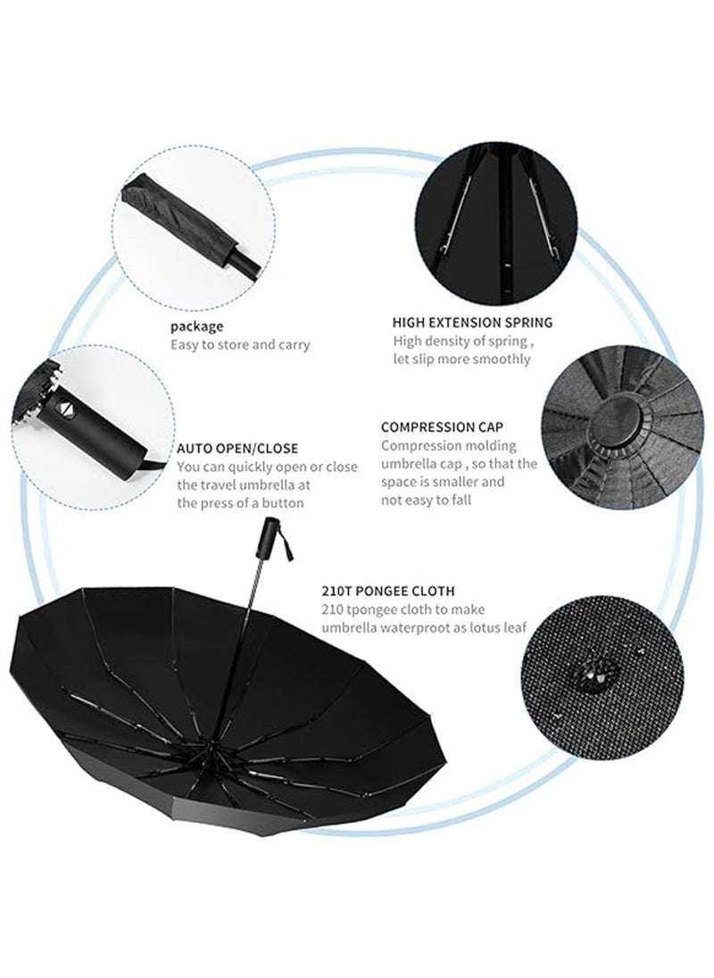 HomKawt - Windproof Compact Travel Umbrella, Automatic Umbrellas for Rain-Compact Folding Umbrella, Small Portable Auto Open Close Umbrellas for Men Women, Lightweight 12 Ribs, Umbrella UV Protection Sun 99% - Image 1