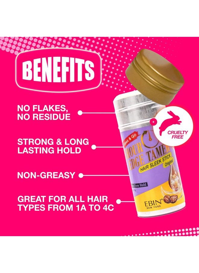 EBIN NEW YORK 24 Hour Edge Tamer Hair Sleek Stick, Extreme Firm Hold, 2.7 oz, Kiwi Pineapple – Sleek & Go, No Flaking and White Residue  - Image 3