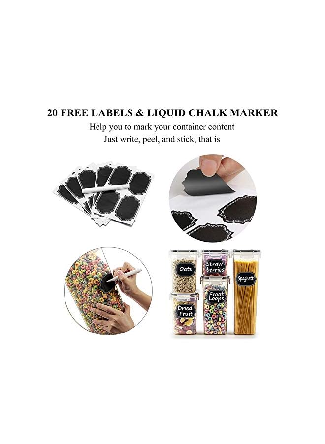 IAF Airtight Food Storage Containers Set, 14pcs BPA Free Plastic Dry Food Containers with Lids for Kitchen Pantry Organization and Storage, Include 20 Labels & Pen, Black - Image 5