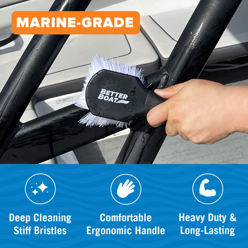 Better Boat Stiff Hand Scrub Brush, Short Handle Heavy Duty Tire and Wheel Cleaning Tool, Outdoor Boat Scrubber with Handle, Carpet Cleaner, All-Purpose Cleaning Brush - Image 5