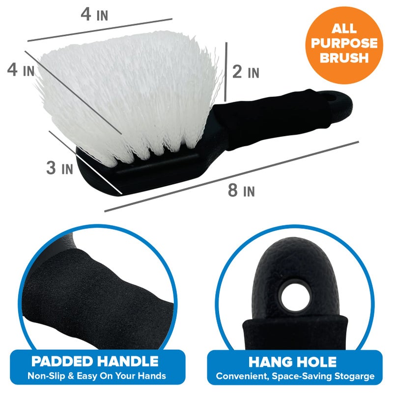 Better Boat Stiff Hand Scrub Brush, Short Handle Heavy Duty Tire and Wheel Cleaning Tool, Outdoor Boat Scrubber with Handle, Carpet Cleaner, All-Purpose Cleaning Brush - Image 3