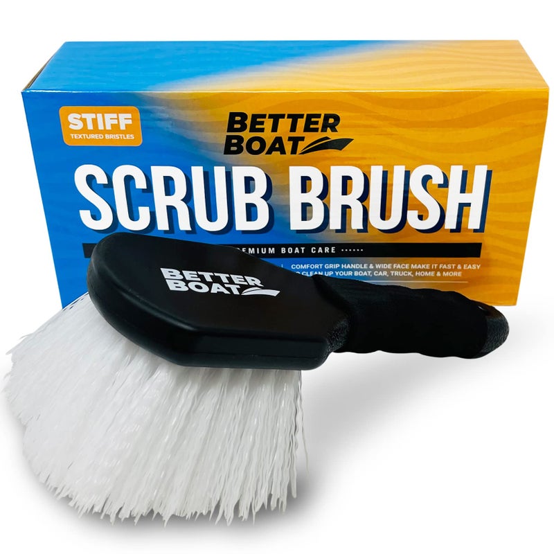 Better Boat Stiff Hand Scrub Brush, Short Handle Heavy Duty Tire and Wheel Cleaning Tool, Outdoor Boat Scrubber with Handle, Carpet Cleaner, All-Purpose Cleaning Brush - Image 1