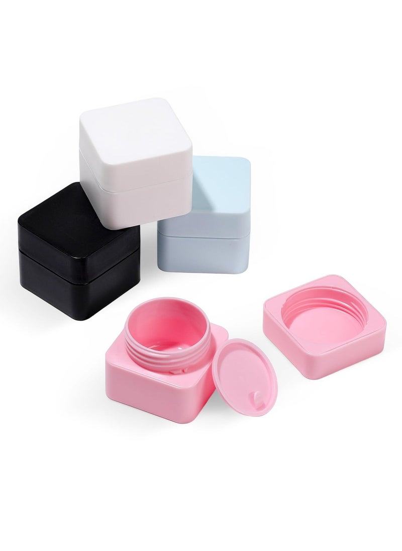 SYOSI - 4 Pack Travel Containers for Toiletries, Square Double Silicone & PP Cream Travel Box with Hard Sealed Lids, 0.6oz BPA Free Leakproof Cosmetic Makeup Face Cream Lotion Travel Accessories - Image 1