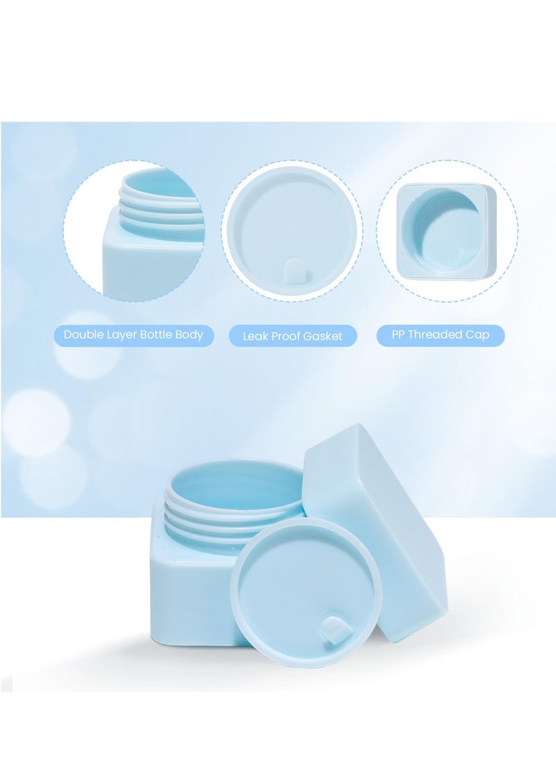 SYOSI - 4 Pack Travel Containers for Toiletries, Square Double Silicone & PP Cream Travel Box with Hard Sealed Lids, 0.6oz BPA Free Leakproof Cosmetic Makeup Face Cream Lotion Travel Accessories - Image 1