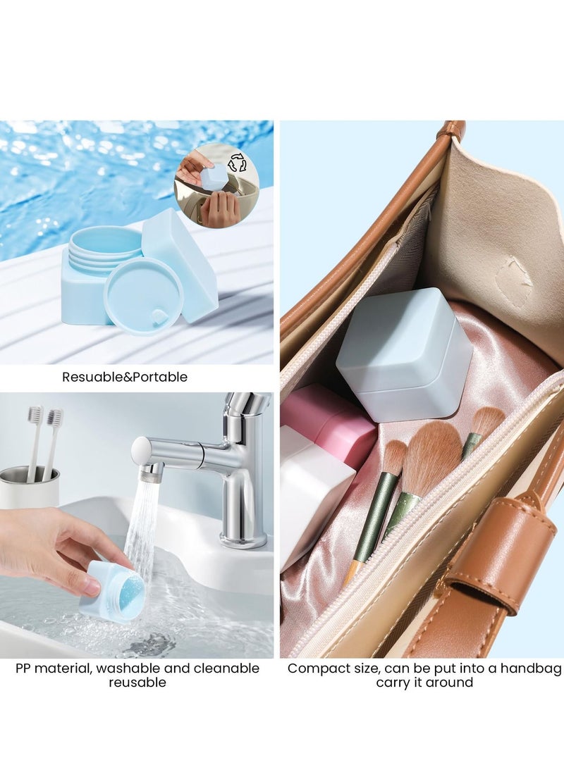 SYOSI - 4 Pack Travel Containers for Toiletries, Square Double Silicone & PP Cream Travel Box with Hard Sealed Lids, 0.6oz BPA Free Leakproof Cosmetic Makeup Face Cream Lotion Travel Accessories - Image 1