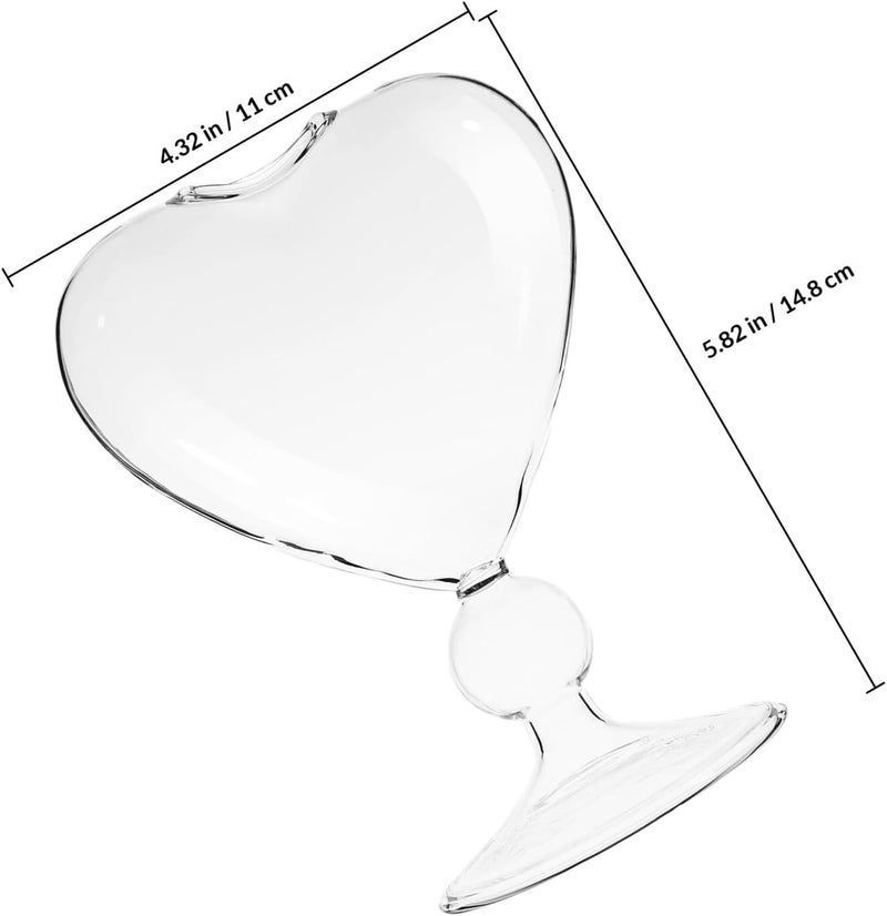 GALPADA Heart-shaped Glass Goblets 2pcs, Love Shape Wine Glasses for Wedding, Bar and Party Use, Elegant High Stem Drinkware for Cocktail and Red Wine - Image 2