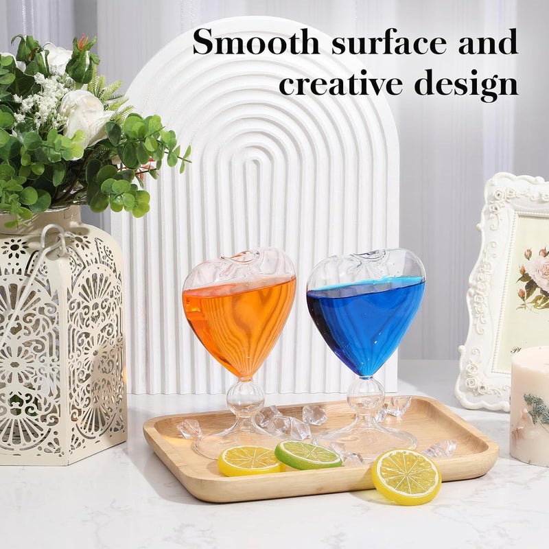 GALPADA Heart-shaped Glass Goblets 2pcs, Love Shape Wine Glasses for Wedding, Bar and Party Use, Elegant High Stem Drinkware for Cocktail and Red Wine - Image 4