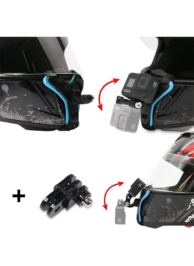 شاربدو خوذة دراجة نارية جبل الذقن لكاميرا GoPro المضادة للانزلاق والصدمات أسود أزرق  - Image 3