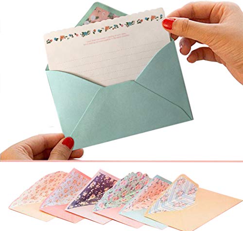 SCStyle 32 Cute Lovely Kawaii Special Design Writing Stationery Paper+16 Envelope 3.45 x5.4 Inch -(Flower) - Image 1