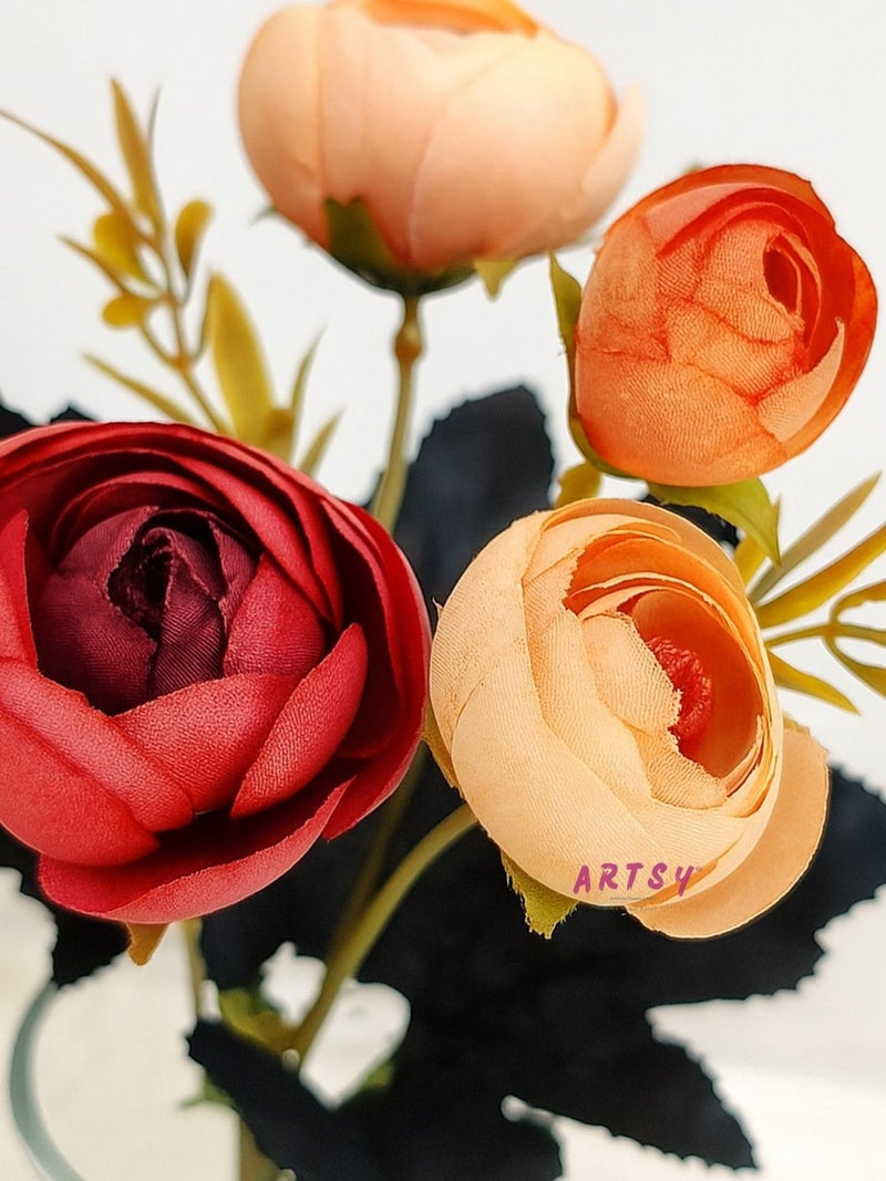ARTSY® Artificial Flowers for home decoration dry peony rose Flower bunch For room decor, Office, for vase, pot filler, gifting, Craft, Without Vase, combo, Pack of 2 piece, 6 branches each, baby pink - Image 2