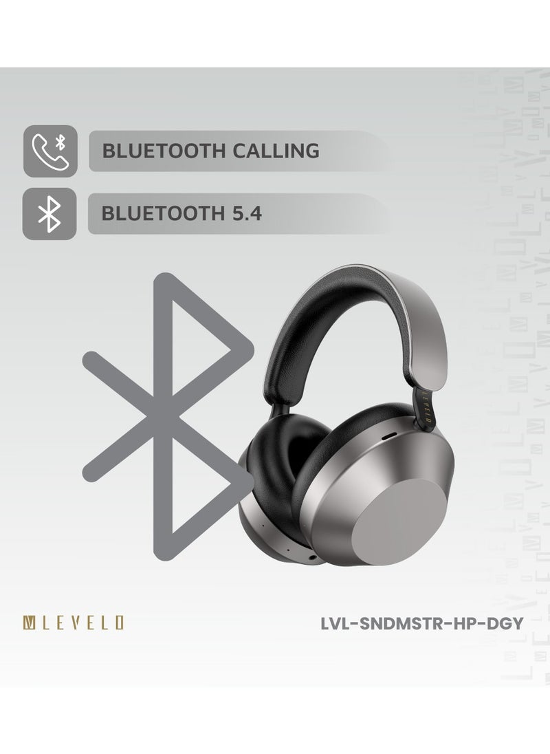 LEVELO - Sound Master Hybrid ANC Headphones with Smart Touch Panel & Google and Siri Assistant / ANC & Transparency Mode / Bluetooth Calling / Featherweight / Music Control / Type-C Port - Dusty Grey - Image 1