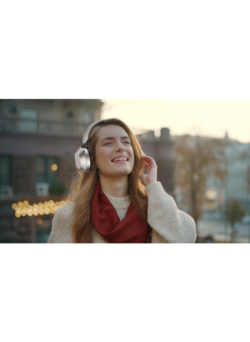 LEVELO - Sound Master Hybrid ANC Headphones with Smart Touch Panel & Google and Siri Assistant / ANC & Transparency Mode / Bluetooth Calling / Featherweight / Music Control / Type-C Port - Dusty Grey - Image 1