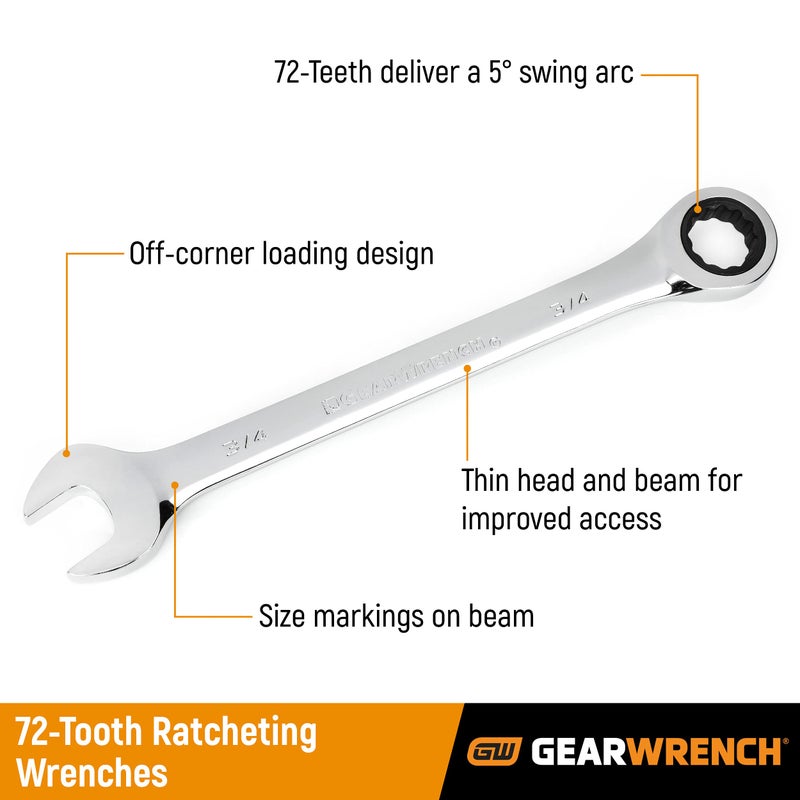 GEARWRENCH 12 Pt. Ratcheting Combination Wrench, 1-1/2" - 9042 - Image 2