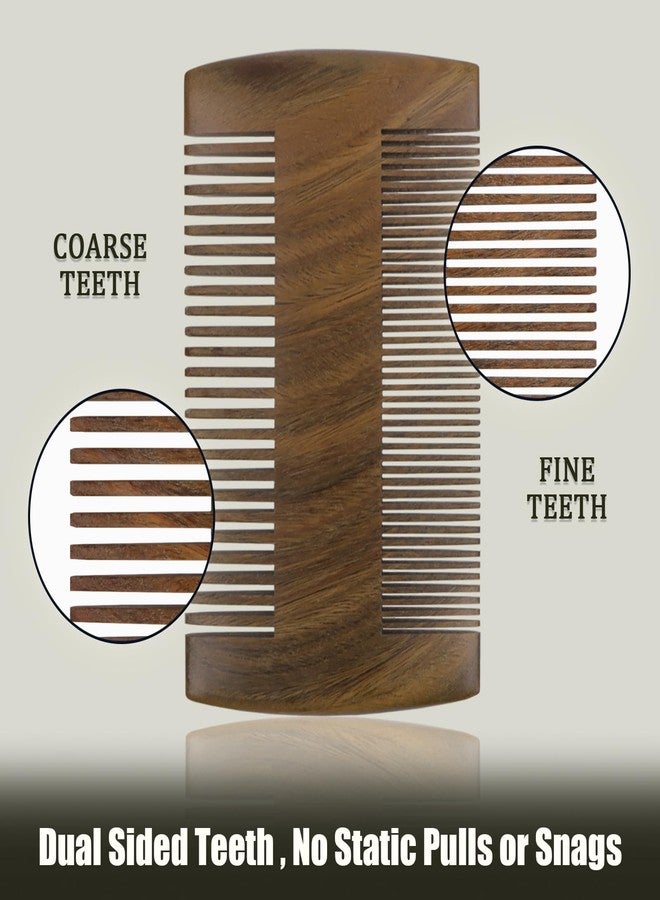 YOLCAR Beard Comb with Leather Case, Fine and Coarse Teeth, Pocket Wooden Beard Comb for Men, Premium Guajacwood - Image 3