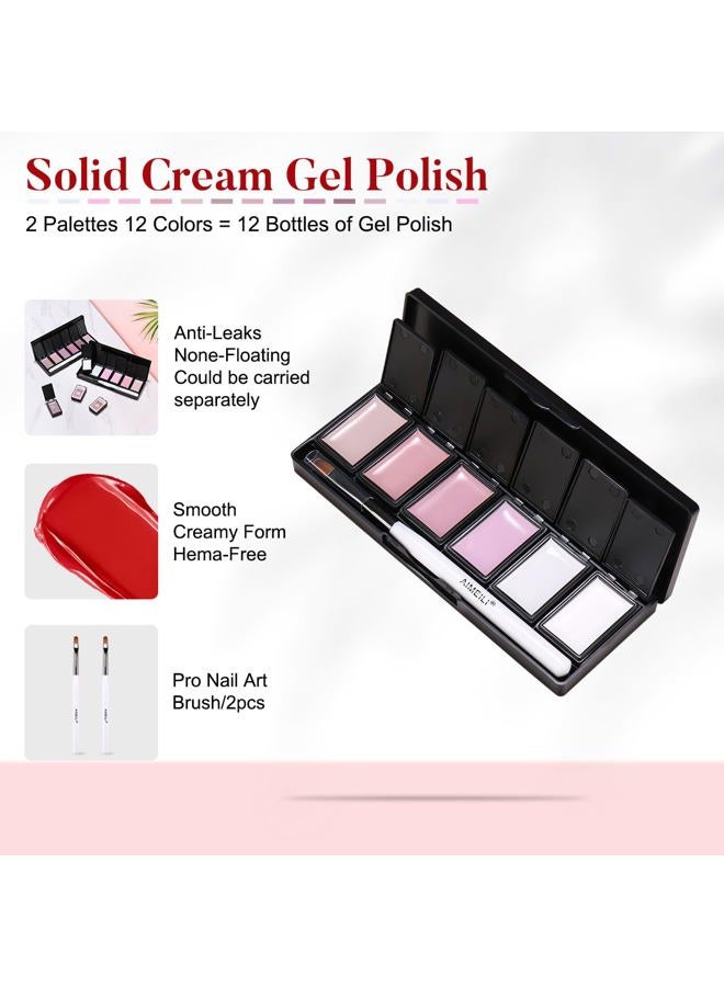 AIMEILI Hema Free Solid Gel Nail Polish 12 Colours Solid Nail Gel UV LED Soak Off White Pink Solid Cream Gel Polish Set 2 - Image 2