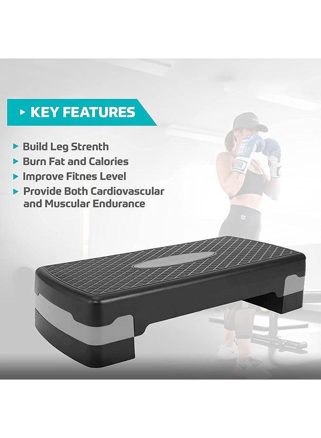 RollsTimi  Aerobic Exercise Stepper 2 Level Adjustable Gym Home Workout Fitness Step Deck Platform Floor Aerobics Stepper Board,Black Grey - Image 1