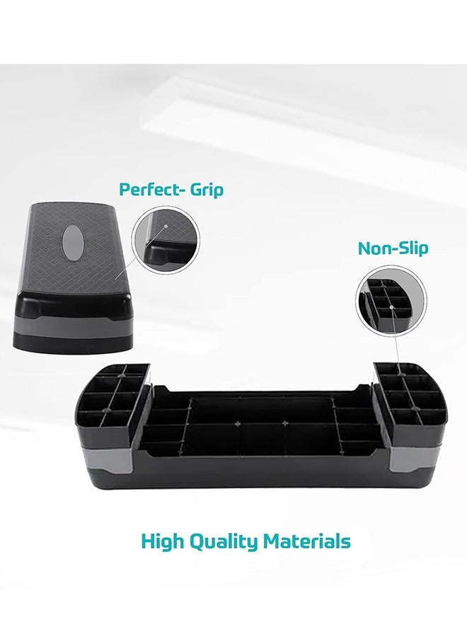 RollsTimi  Aerobic Exercise Stepper 2 Level Adjustable Gym Home Workout Fitness Step Deck Platform Floor Aerobics Stepper Board,Black Grey - Image 5