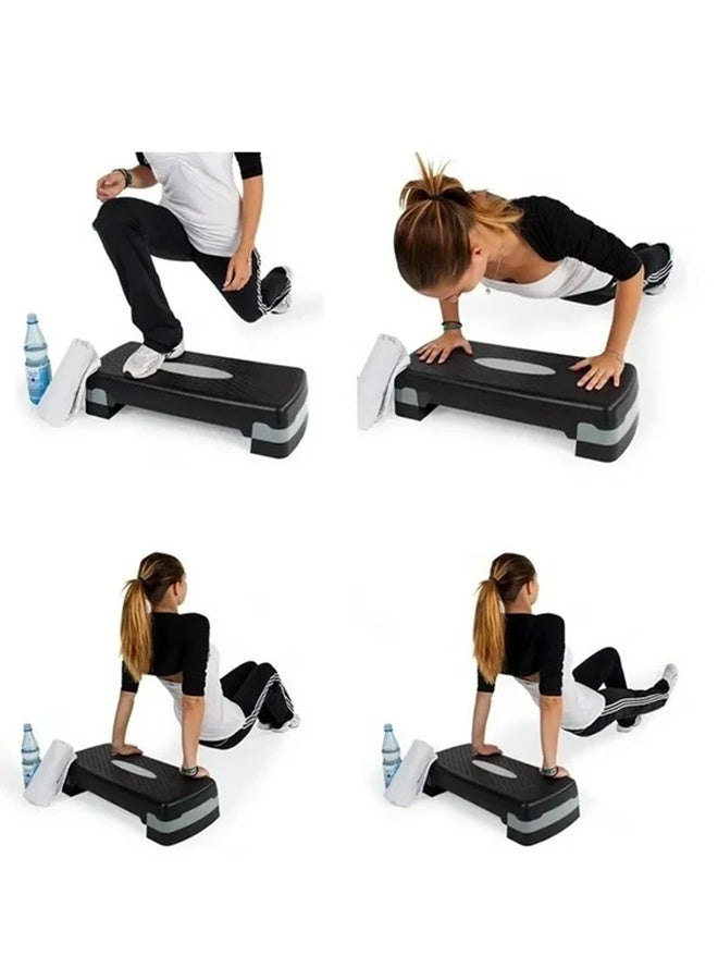 RollsTimi  Aerobic Exercise Stepper 2 Level Adjustable Gym Home Workout Fitness Step Deck Platform Floor Aerobics Stepper Board,Black Grey - Image 4