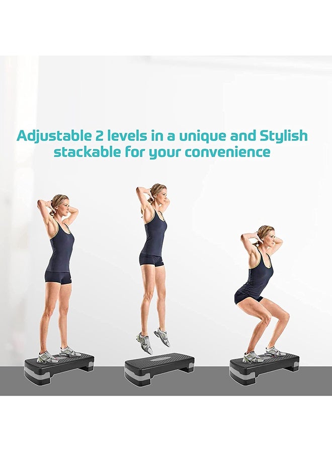 RollsTimi  Aerobic Exercise Stepper 2 Level Adjustable Gym Home Workout Fitness Step Deck Platform Floor Aerobics Stepper Board,Black Grey - Image 3