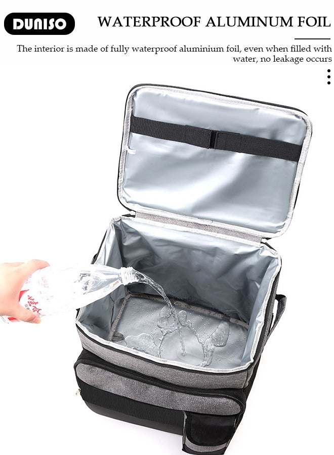 DUNISO Trolley Cooler Food Bag,Portable Cooler Bag Camping Thermal Insulation Storage Organizer Waterproof & Leakproof Keep Hot & Cold 35L Large Capacity with Pull Rod for Outdoor Travel Camping Picnic Hiking Fishing Beach  - Image 4