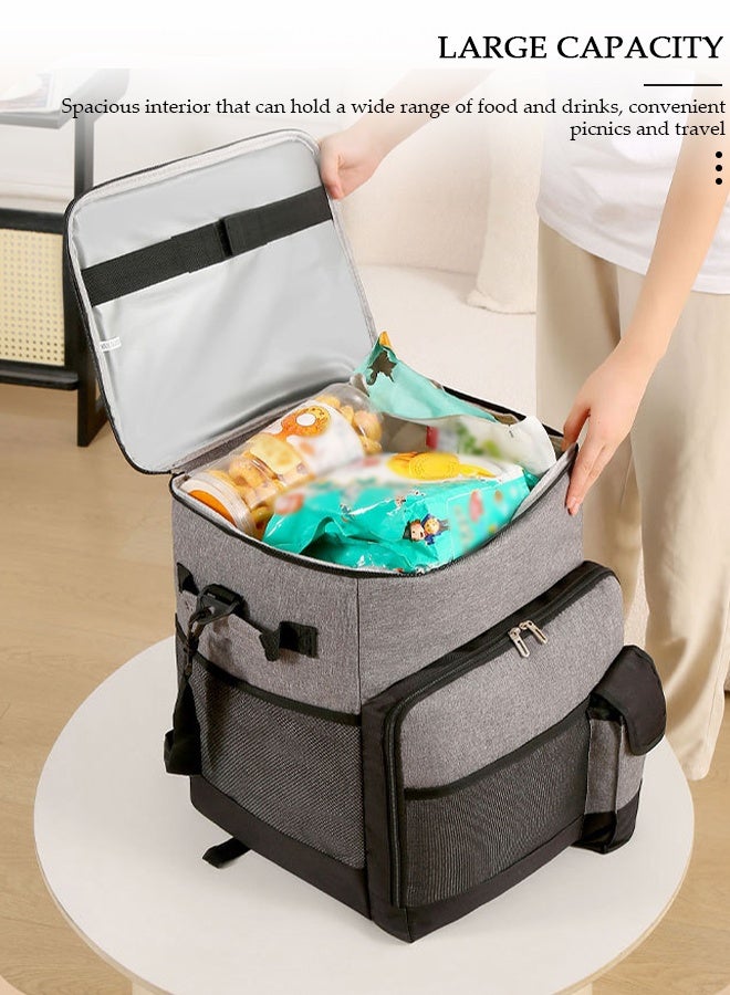 DUNISO Trolley Cooler Food Bag,Portable Cooler Bag Camping Thermal Insulation Storage Organizer Waterproof & Leakproof Keep Hot & Cold 35L Large Capacity with Pull Rod for Outdoor Travel Camping Picnic Hiking Fishing Beach - Image 3