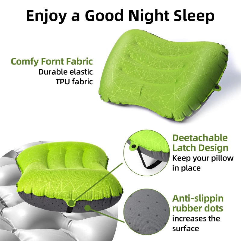 Crisonky Camping Pillow - Inflatable Pillow - Travel Pillows for Backpacking u0026 Airplane, Lumbar Support 2.0 Blow Up Pillow, Ultralight Compressible, Comfortable, Ergonomic Pillows - Image 4