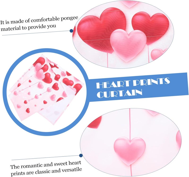 ABOOFAN 1pc Valentine's Day Heart Prints Kitchen Curtain Romantic Window Treatment for Cafe Decor Easy to Install for Spaces - Image 4
