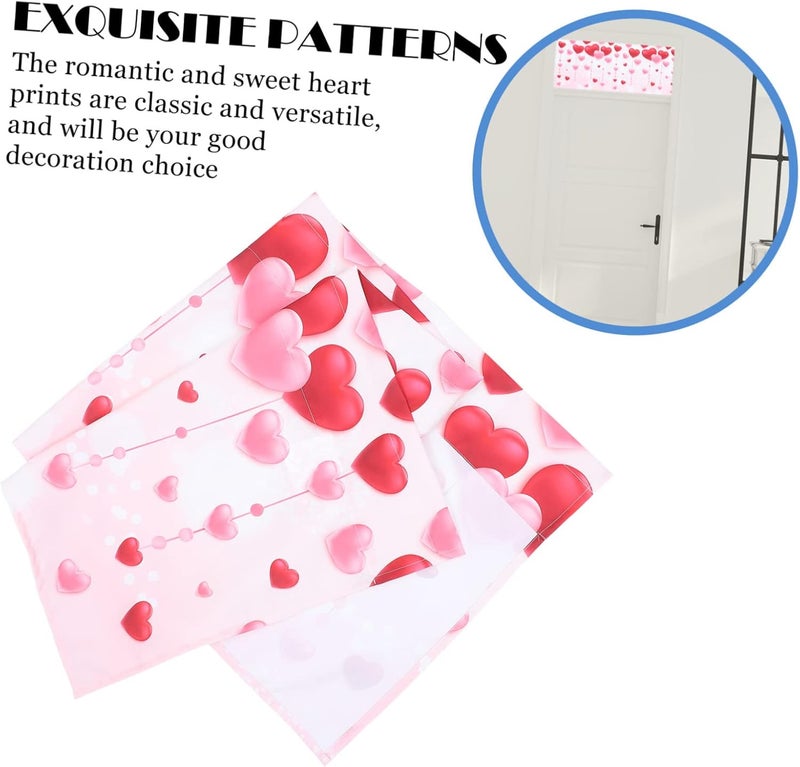 ABOOFAN 1pc Valentine's Day Heart Prints Kitchen Curtain Romantic Window Treatment for Cafe Decor Easy to Install for Spaces - Image 3