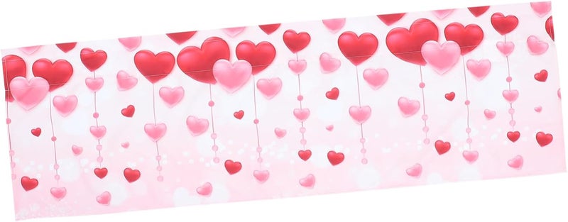 ABOOFAN 1pc Valentine's Day Heart Prints Kitchen Curtain Romantic Window Treatment for Cafe Decor Easy to Install for Spaces - Image 1