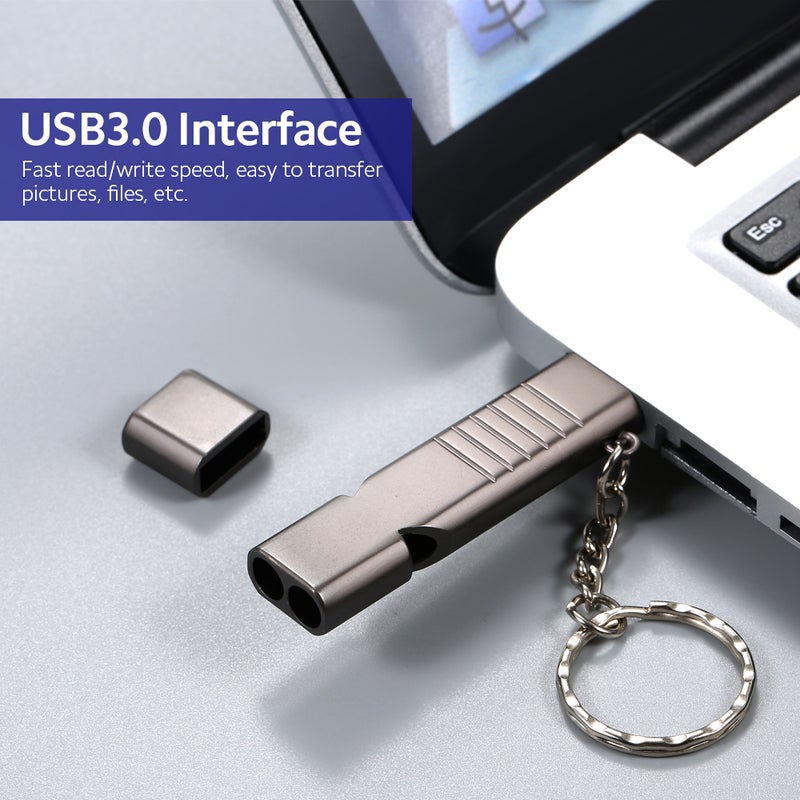 64GB USB3.0 U Disk Whistle USB Flash Drive 2-in-1 Design Portable U Disk Zinc Alloy Material Solid and Durable Plug and Play - Image 4